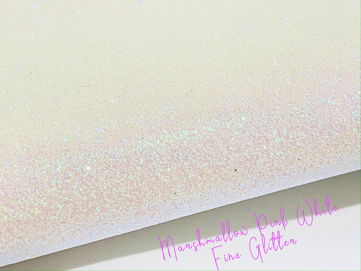 Marshmallow Pink White Fine Glitter Leatherette - Thin 0.6mm