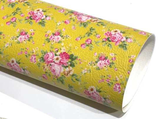 Mustard Floral Leatherette