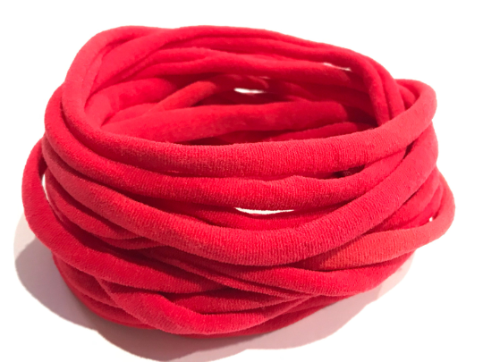 Bandeaux élastiques fins en nylon ROUGE | 5-6 mm | 26 cm