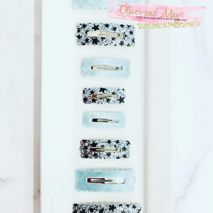 Festonné Ouvert Rectangle Snap Clip Quad Combo Steel Rule Die - 4 Tailles ~ XS, Small, Med et Large