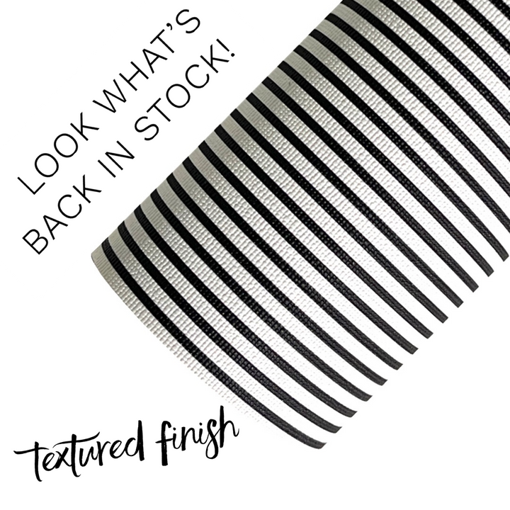 Textured Black White Stripe Faux Leatherette