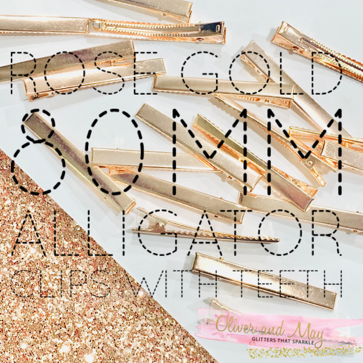 Pinces à cheveux crocodile en or rose - 80 mm x 10 mm de largeur