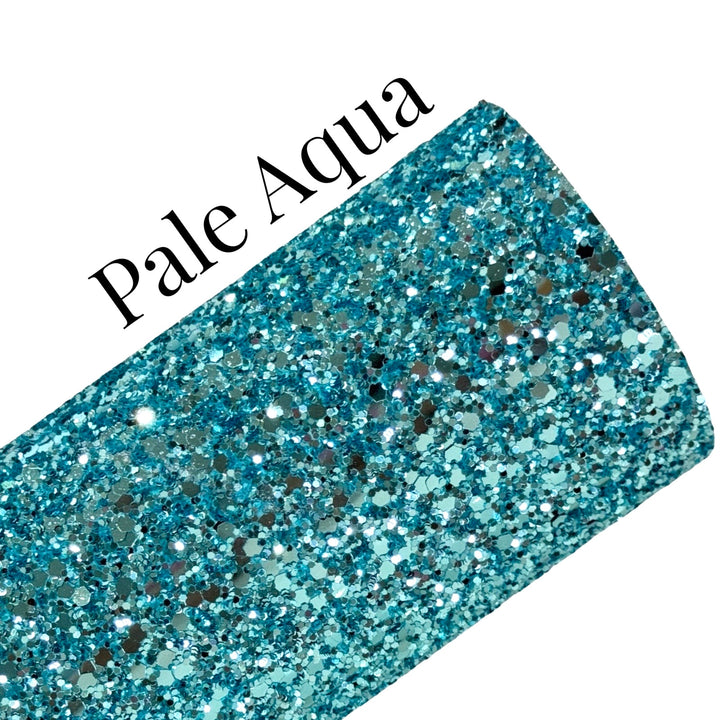 Pale Aqua Chunky Glitter Leather