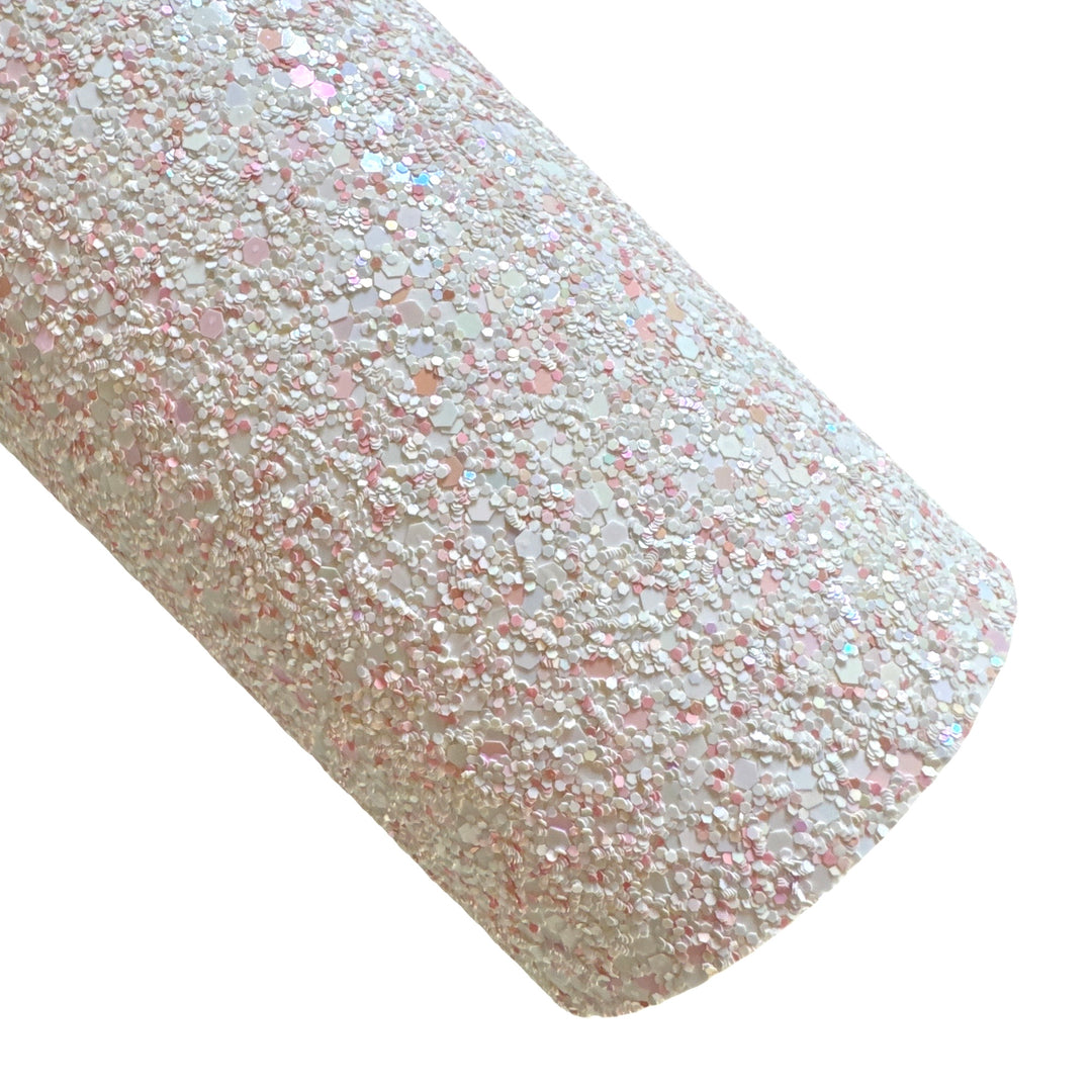 White Powder Chunky Glitter Leather