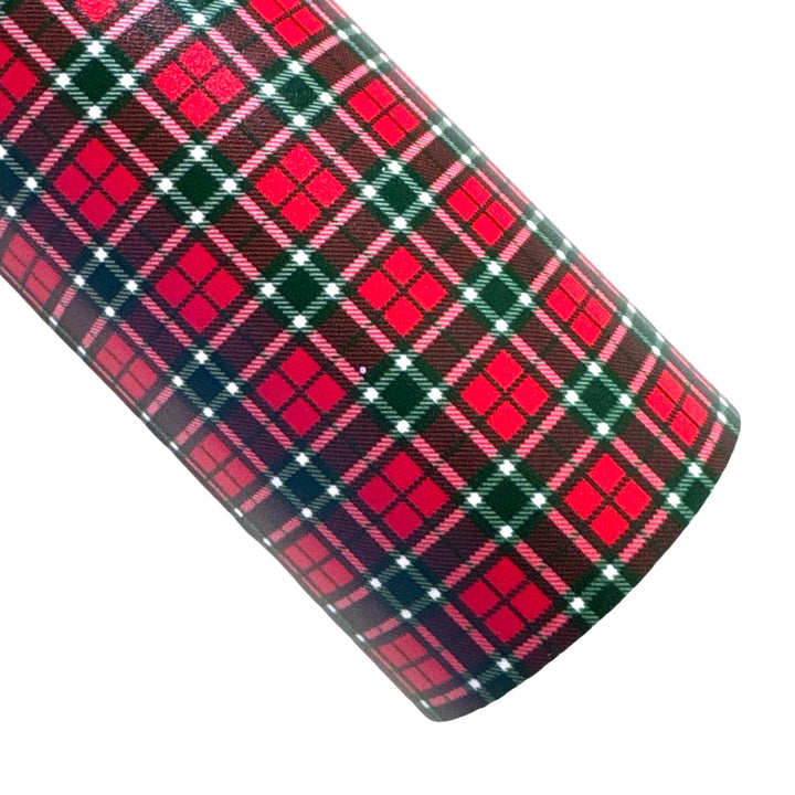 Red Tartan Print Smooth Leatherette