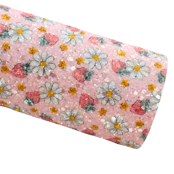 Strawberry Daisy Chunky Glitter Leather