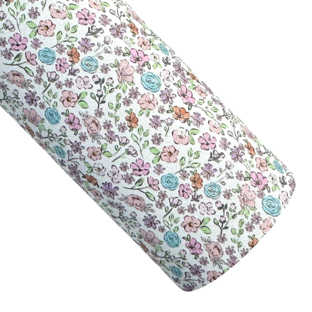 Floral Shimmer Suede Leatherette