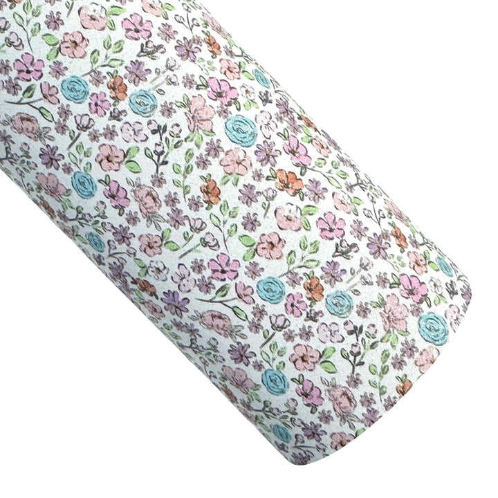 Floral Shimmer Suede Leatherette