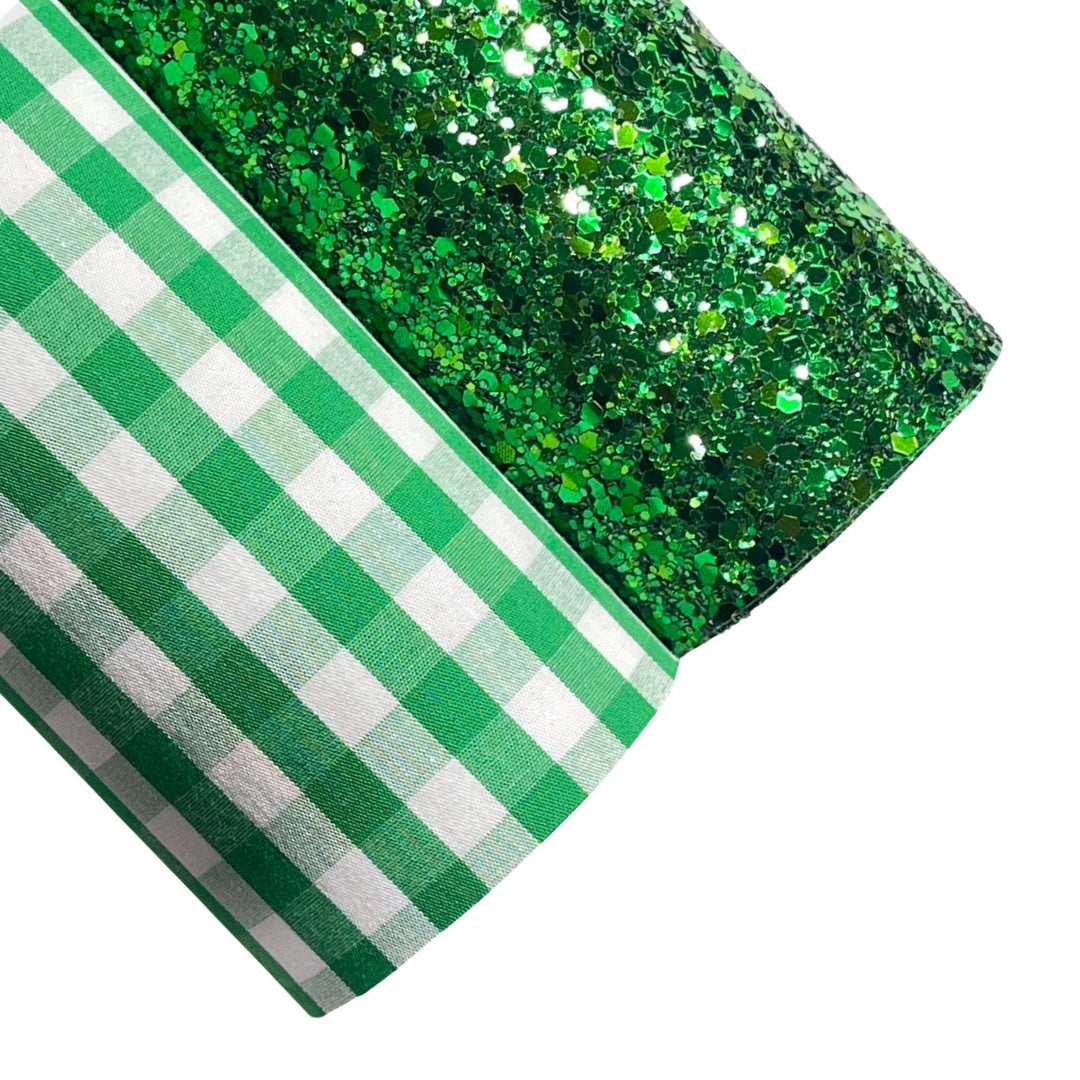 Green Gingham Fabric Felt Sheet