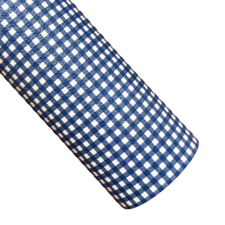 Navy Gingham Faux Leather Sheet