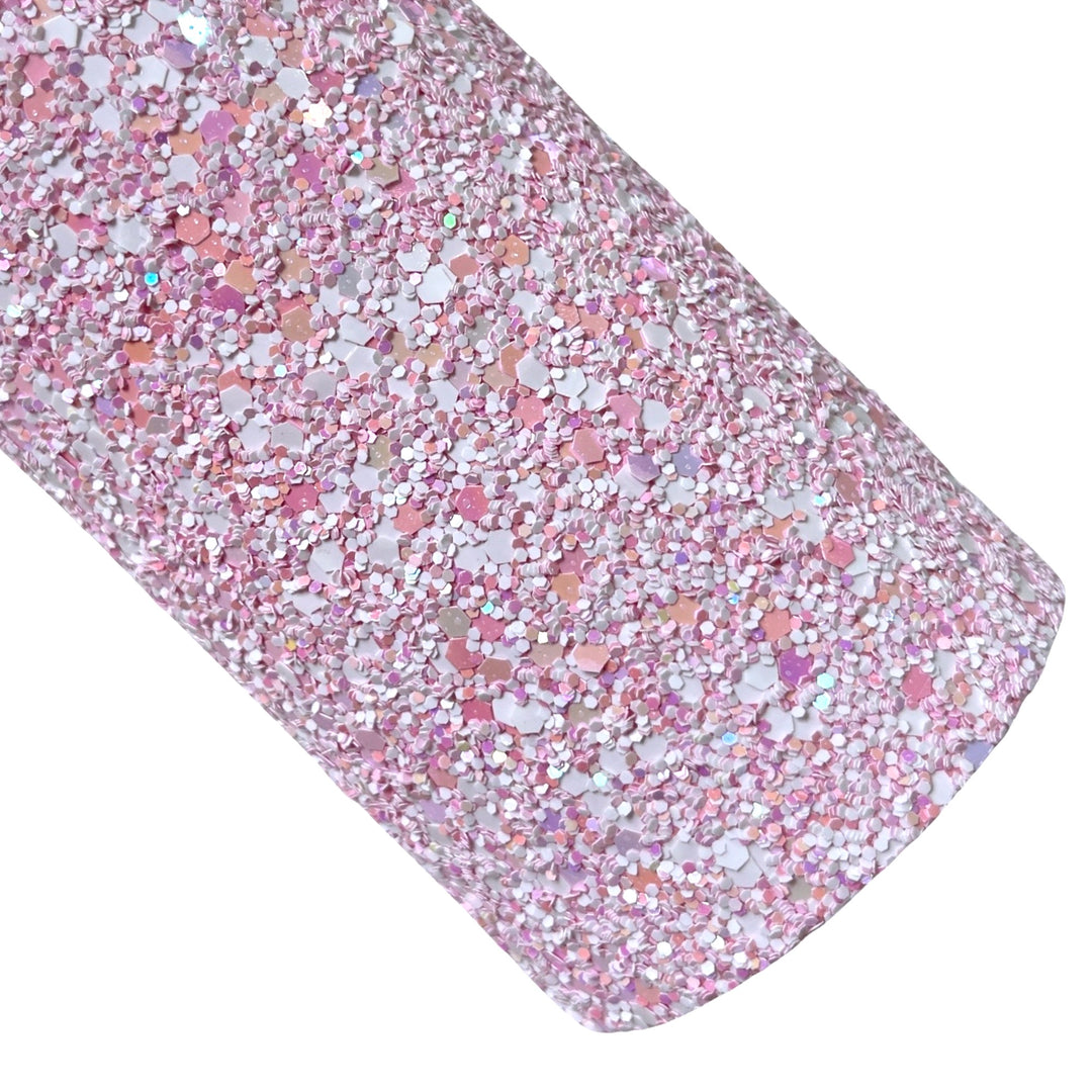 Pretty Pink Mix Chunky Glitter Leather with pink felt rear