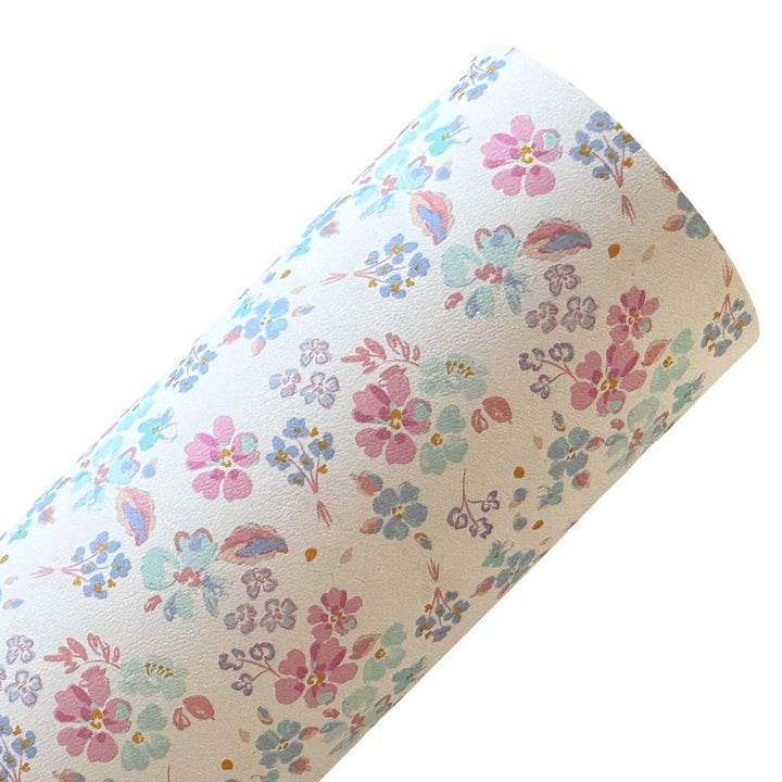 Pastel Pink Floral Smooth Leatherette - Muse Bloom Design