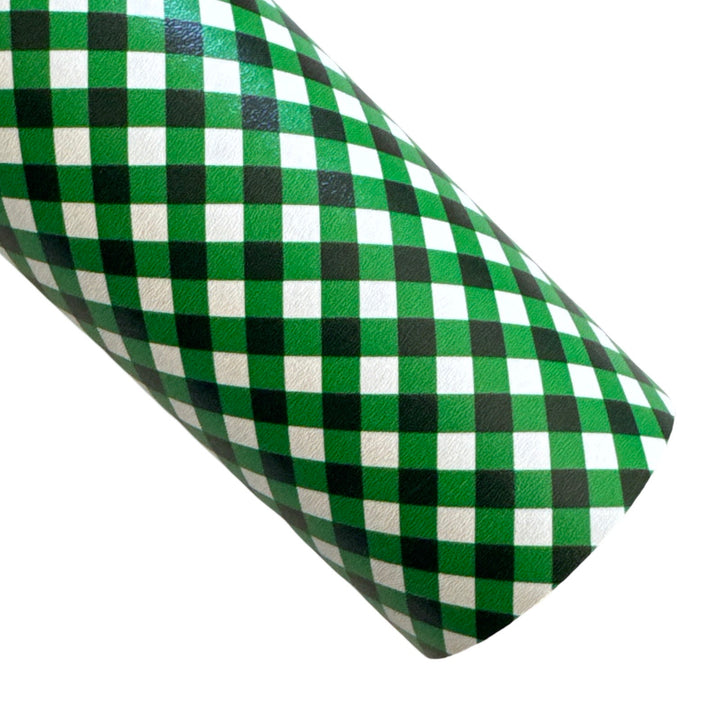 Green Gingham Leatherette