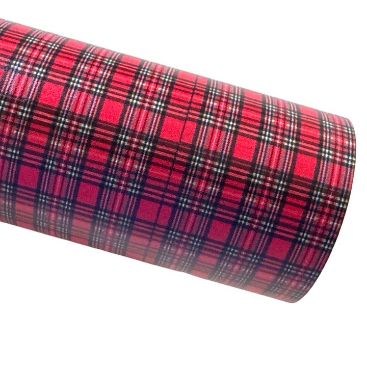 Small Red Tartan Print Smooth Leatherette