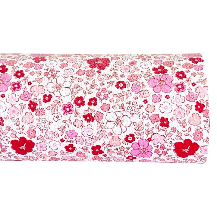 Pink Red Floral Leatherette