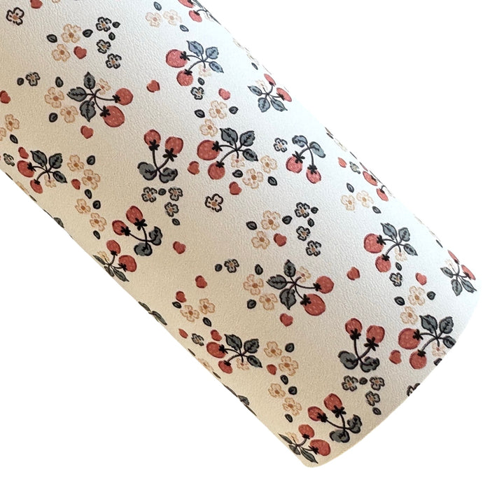 Petite Strawberry Floral Smooth Leatherette - Muse Bloom Design