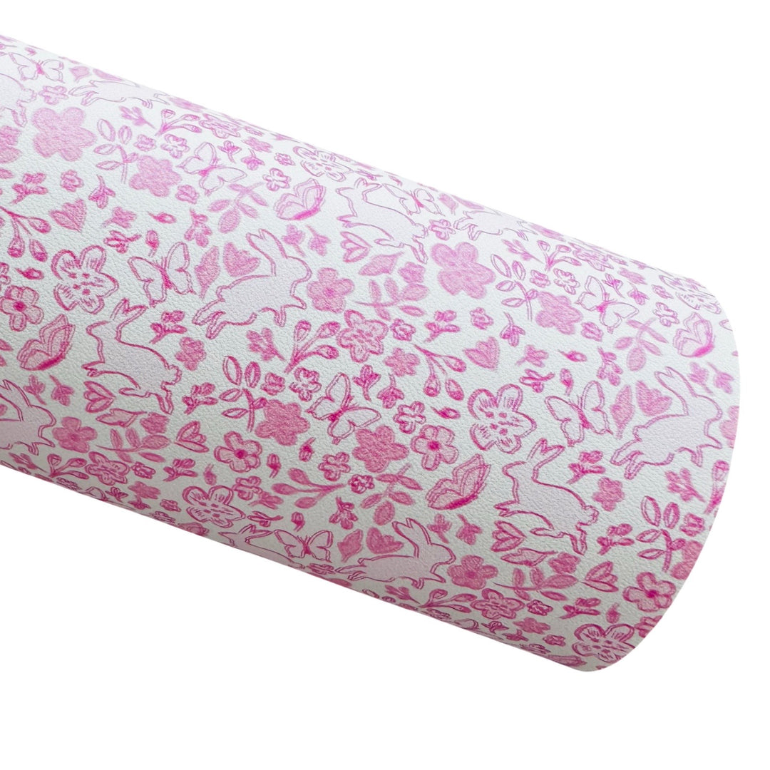 Pink Bunny Smooth Faux Leather Sheet