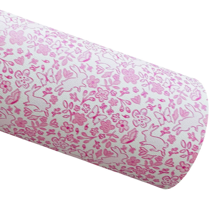 Pink Bunny Smooth Faux Leather Sheet