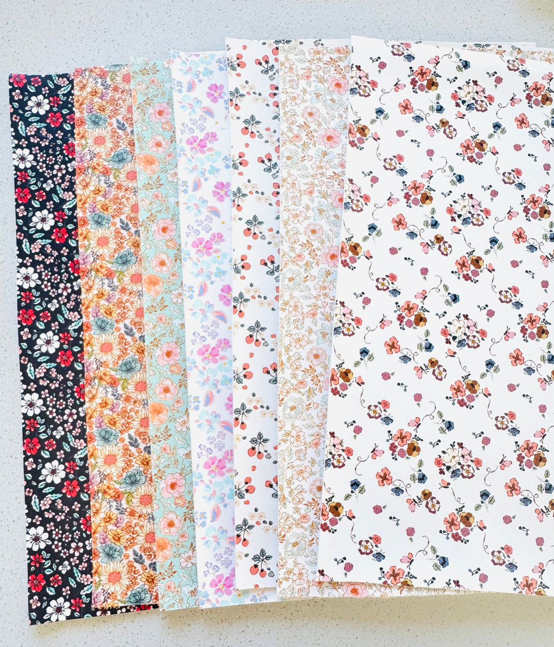 Watercolour Boho Floral Sage Smooth Floral Leatherette - Muse Bloom Design