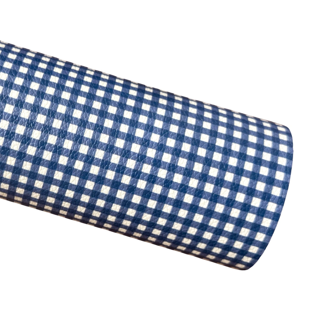 Navy Gingham Faux Leather Sheet
