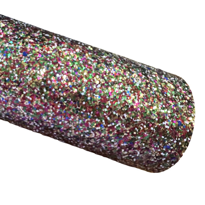 Confetti Mix Chunky Glitter Fabric Sheet 0.7mm Thick | Smooth Rear | Great for Backing | Shoes