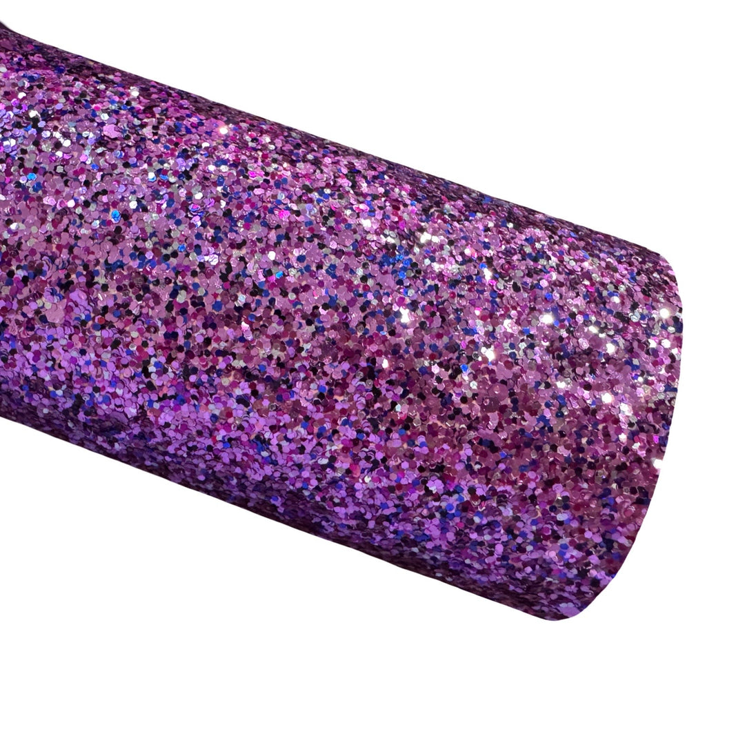 Purple Mix Chunky Glitter Fabric Sheet 0.7mm Thick | Smooth White Rear | Great for Backing | Shoes