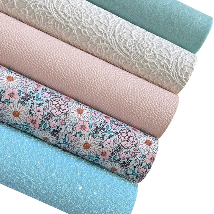 Ocean Daisy Glitter Felt Leatherette Bundle