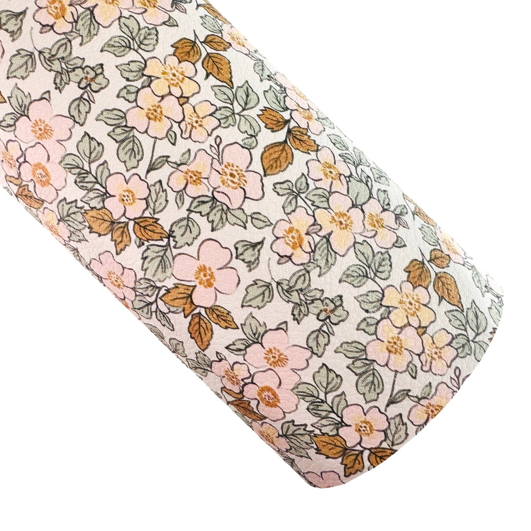 Pink and Gold Floral Custom Printed Leatherette or Shimmer Suede