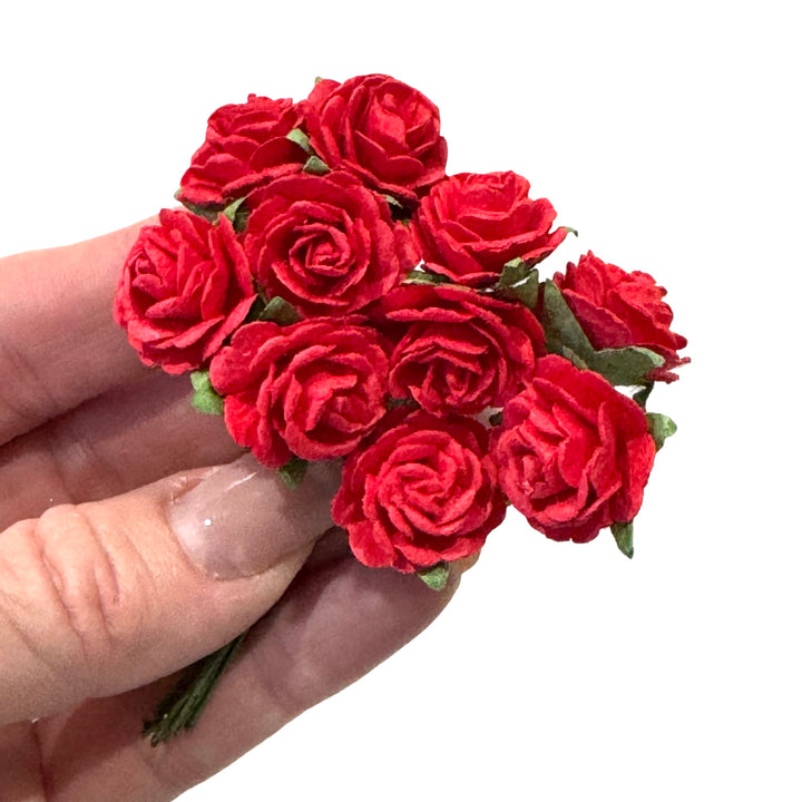 Red Delicate Rose Mulberry Paper Blooms 20mm