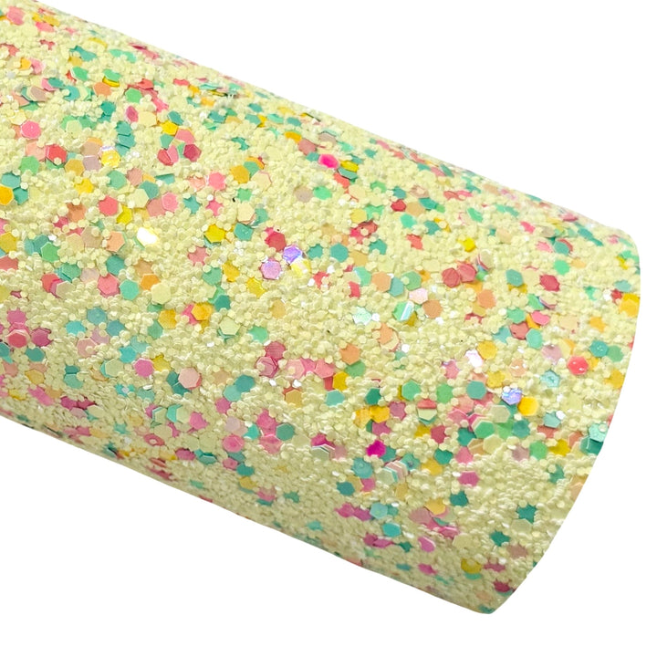 NEW Yellow Confetti Chunky Glitter Leather
