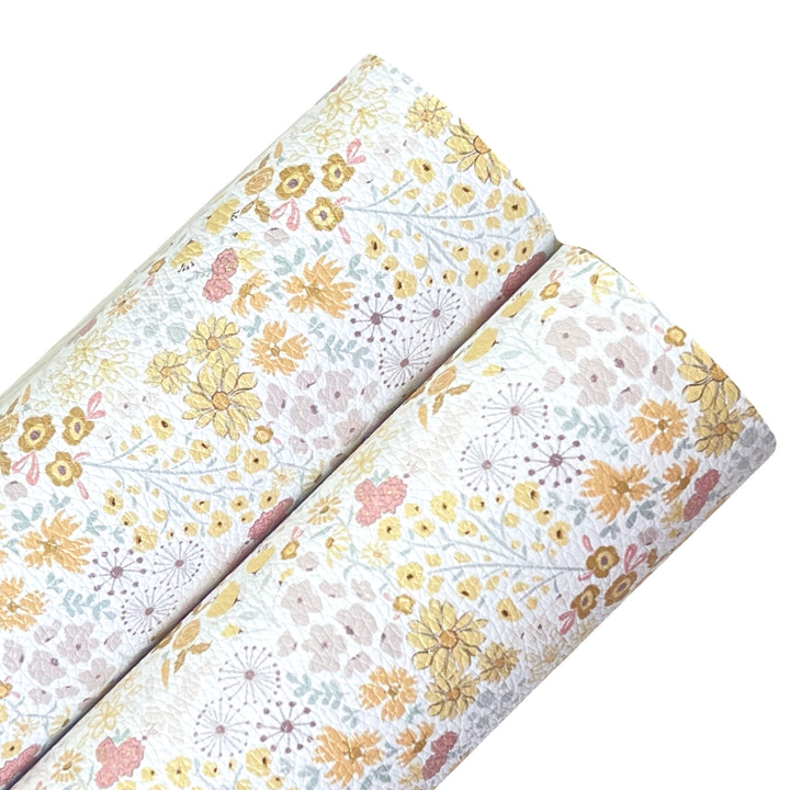 Pink and Yellow Wildflowers Glitter Leatherette Bundle