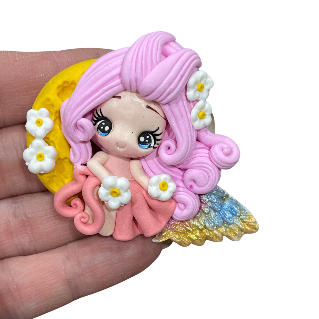 Pink Hair Flower Fairy Bow Clay ~ New Maker