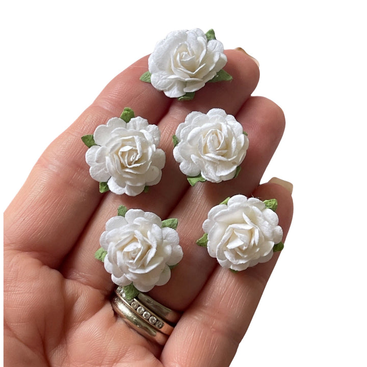 White Delicate Rose Mulberry Paper Blooms 20mm