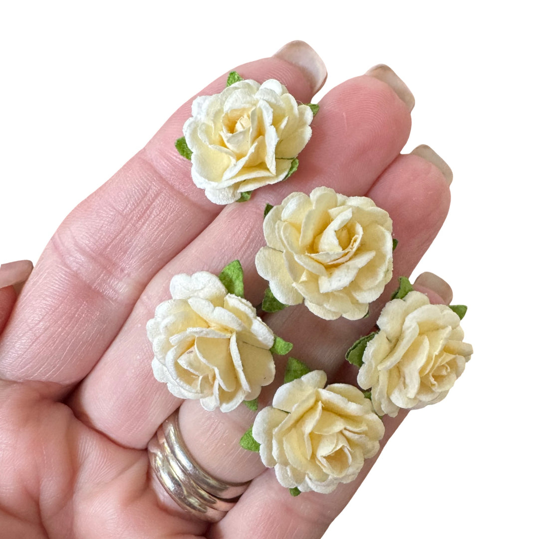 Soft Yellow Delicate Rose Mulberry Paper Blooms 20mm