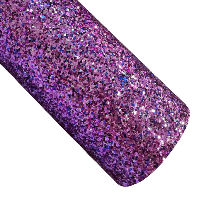 Purple Mix Chunky Glitter Fabric Sheet 0.7mm Thick | Smooth White Rear | Great for Backing | Shoes