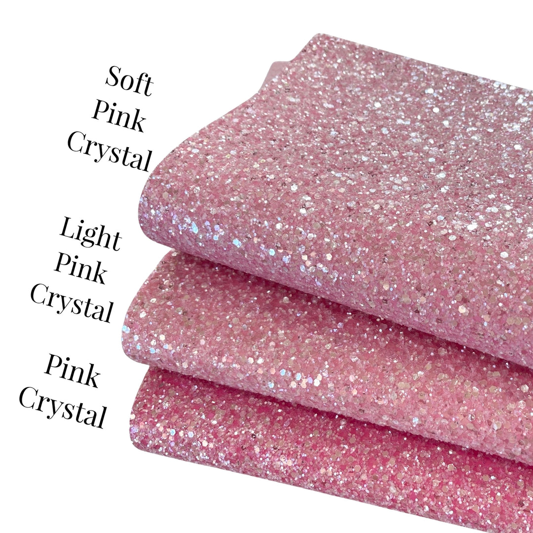Light Pink Crystal Beauty Chunky Glitter Leather with a Pink Felt Rear