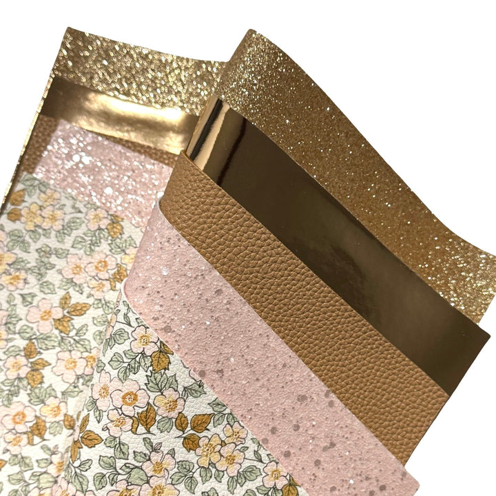 Pink and Gold Floral Leatherette Bundle