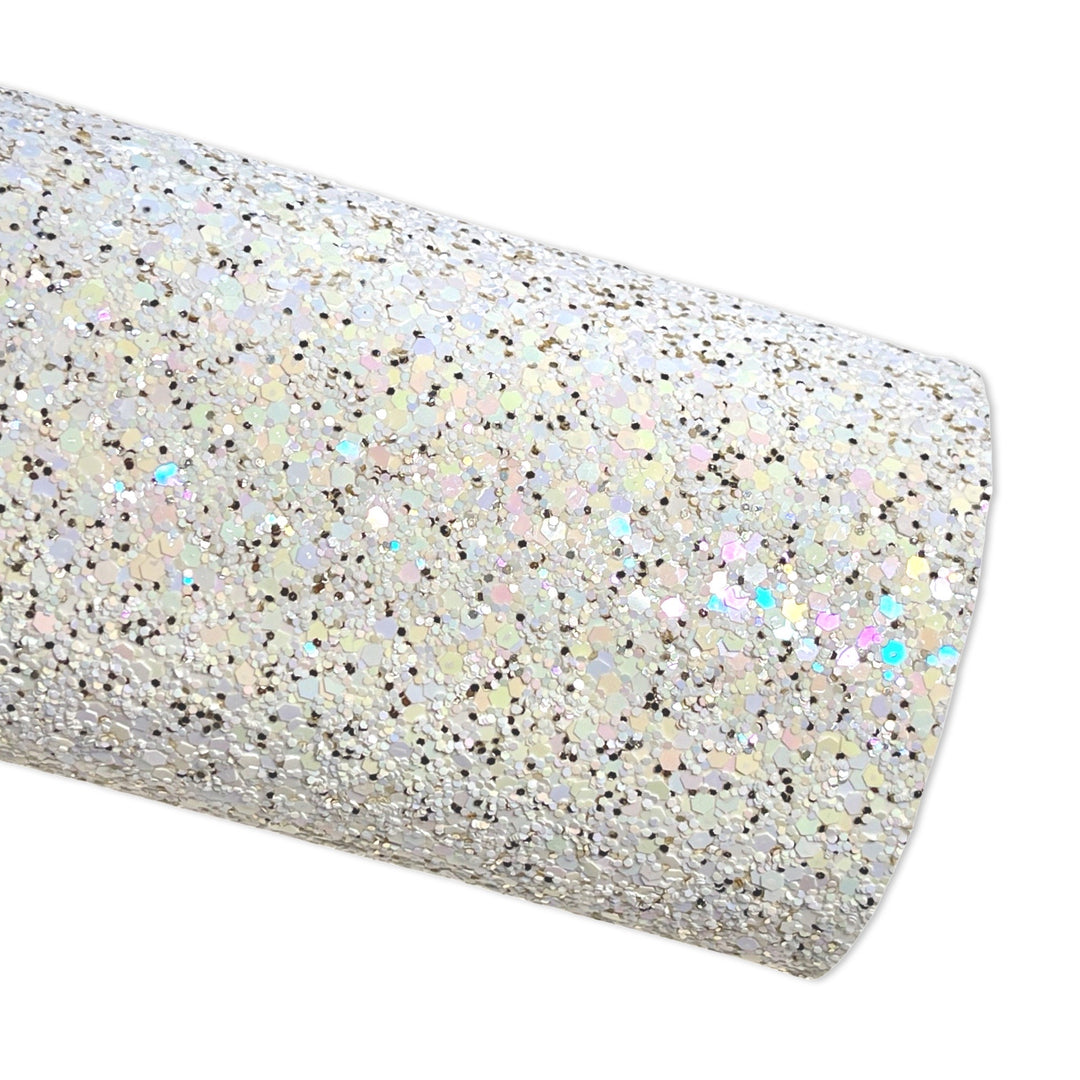 White Angel Sparkle Chunky Glitter Leather