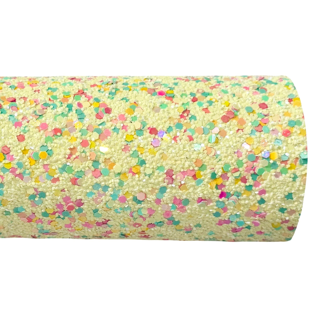 NEW Yellow Confetti Chunky Glitter Leather
