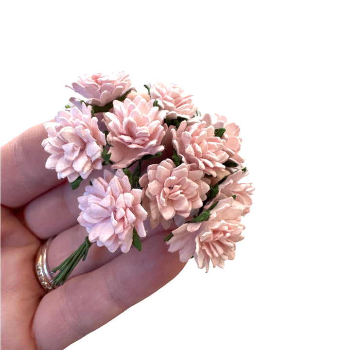 Soft Pink Aster Daisies Mulberry Paper Flowers - Lot of 10 or 50