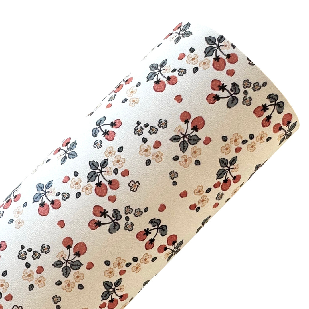 Petite Strawberry Floral Smooth Leatherette - Muse Bloom Design