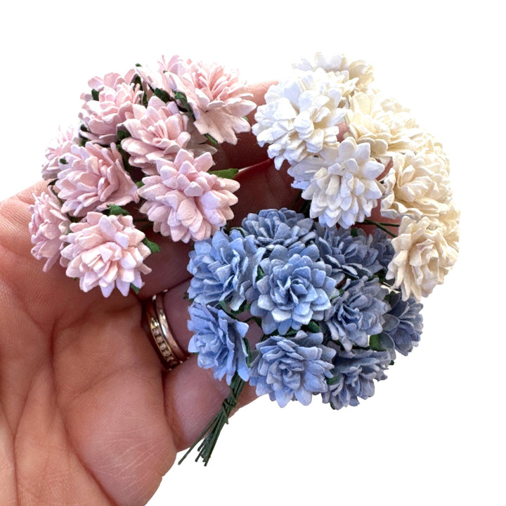 Ivory White Aster Daisies Mulberry Paper Flowers - Lot of 10 or 50