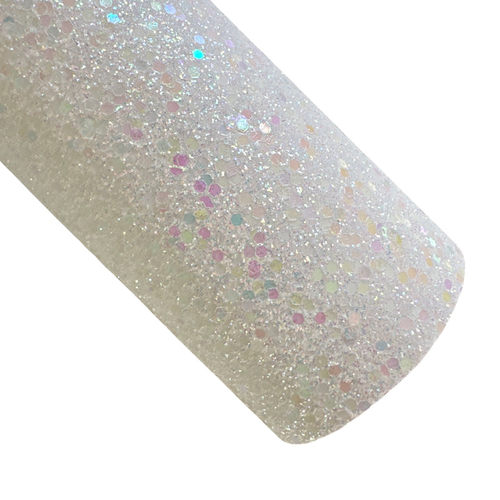 White Pastel Kisses Chunky Glitter Leather