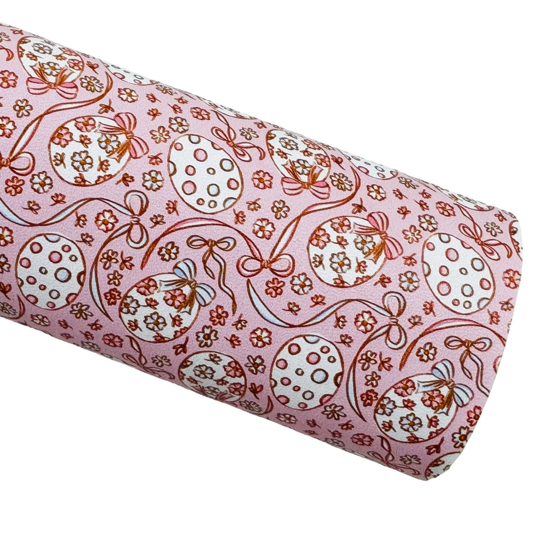 Pink and Baby Blue Easter Eggs Smooth Faux Leather Sheet