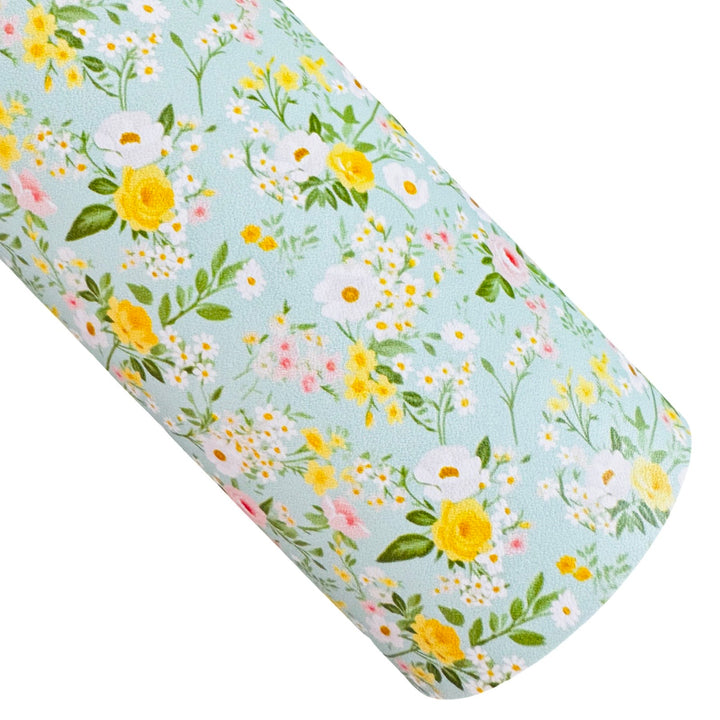 Green Blue Floral Faux Leather Sheets - 4 Designs to select from