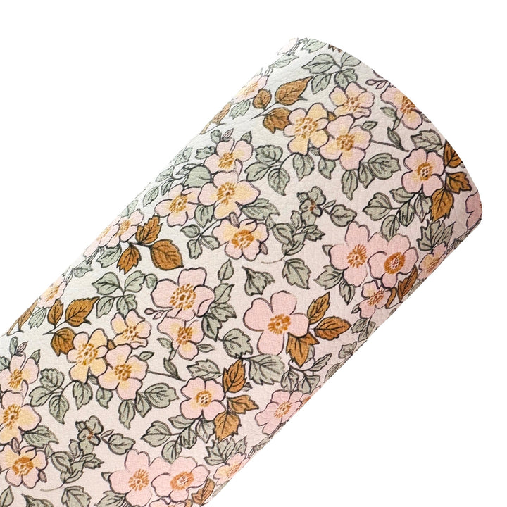 Pink and Gold Floral Custom Printed Leatherette or Shimmer Suede