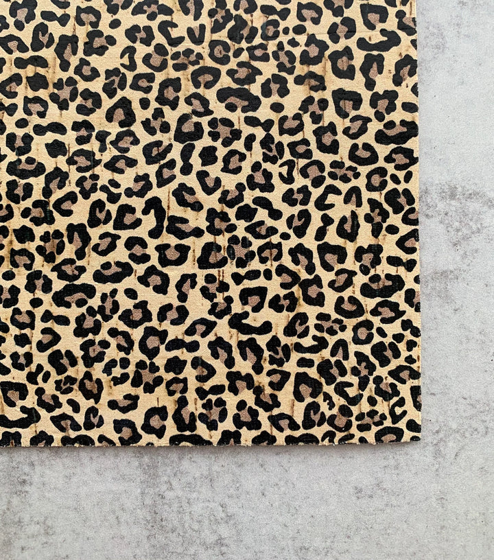 Leopard Print Genuine Leather Backed Cork Sheet for Earrings - Printed Genuine Leather