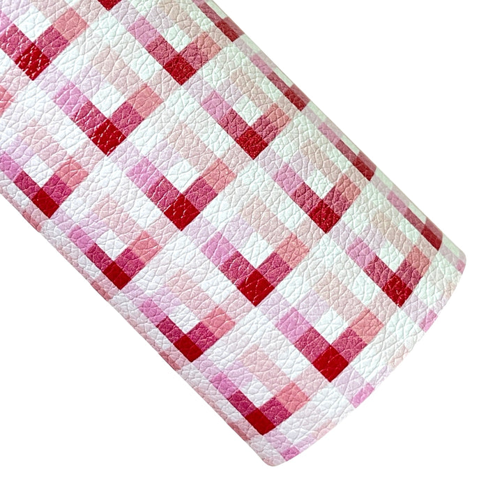 Pink Red Grid Leatherette