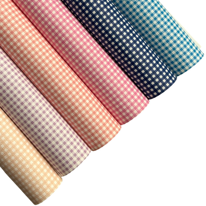 Navy Gingham Faux Leather Sheet