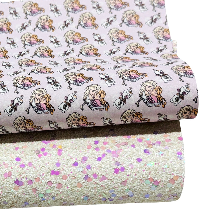 Magical White Rainbow Chunky Glitter Leather